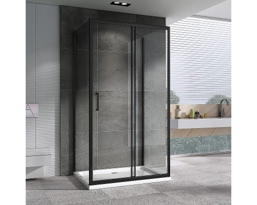 Душевой уголок Abber Schwarzer Diamant 100х100 AG30100B-S100B-S100B профиль Черный стекло прозрачное