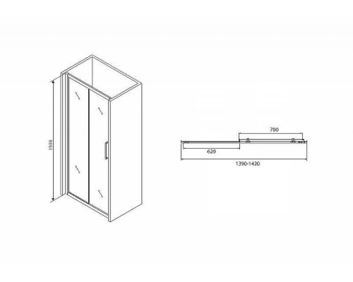Душевая дверь Abber Schwarzer Diamant 140 AG30140BH профиль Черный стекло прозрачное