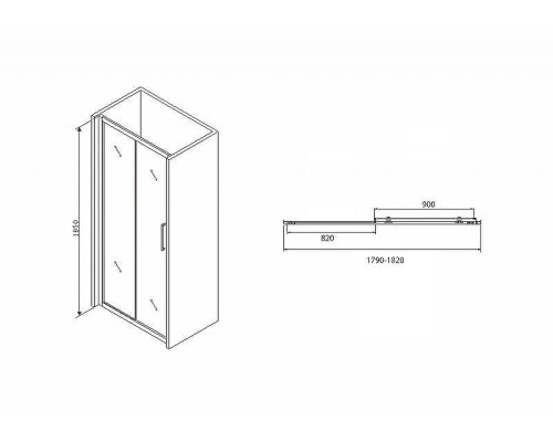 Душевая дверь Abber Schwarzer Diamant 180 AG30180BH профиль Черный стекло прозрачное