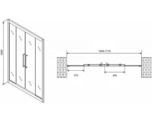 Душевая дверь Abber Schwarzer Diamant 170 AG33170H профиль Хром стекло прозрачное