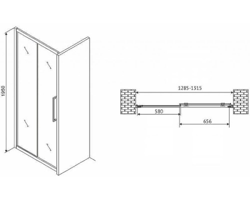 Душевая дверь Abber Schwarzer Diamant 130 AG30130H профиль Хром стекло прозрачное
