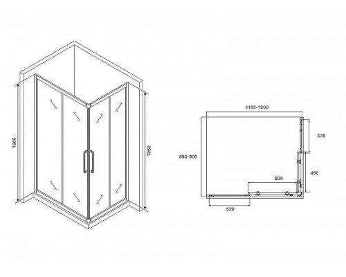Душевой уголок Abber Schwarzer Diamant 120x90 AG02129BH профиль Черный стекло прозрачное
