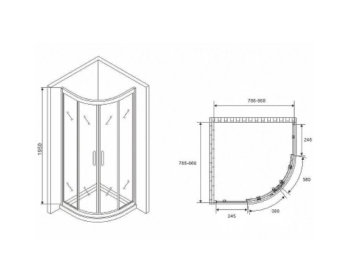 Душевой уголок Abber Schwarzer Diamant 80x80 AG01080 профиль Хром стекло прозрачное