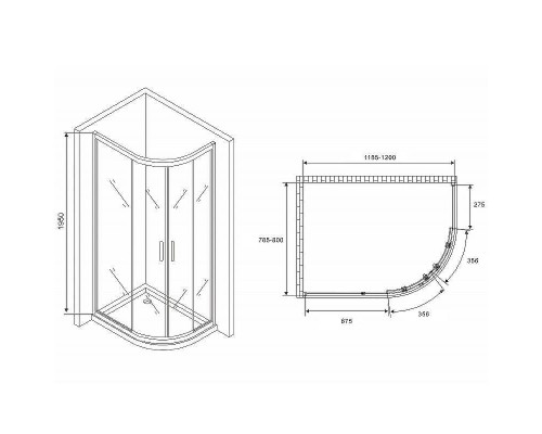 Душевой уголок Abber Schwarzer Diamant 120x80 AG01128M профиль Хром стекло матовое