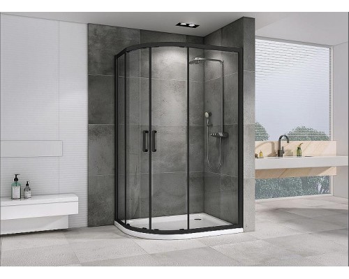 Душевой уголок Abber Schwarzer Diamant 100x80 AG01180B профиль Черный стекло прозрачное