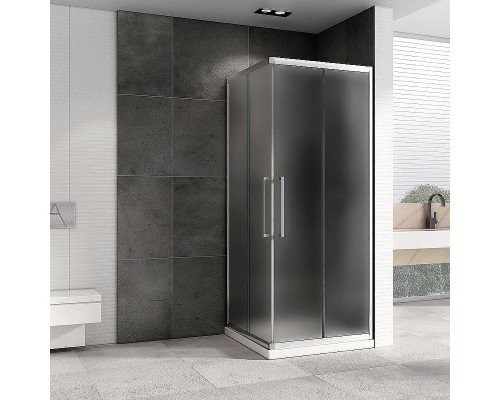 Душевой уголок Abber Schwarzer Diamant 100x100 AG02100MH профиль Хром стекло матовое