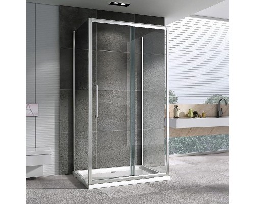 Душевой уголок Abber Schwarzer Diamant 130x75 AG30130H-S75-S75 профиль Хром стекло прозрачное