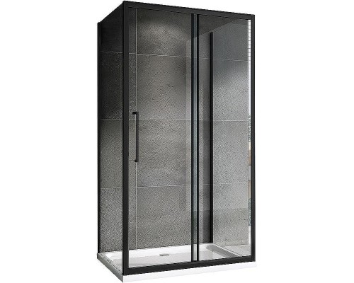 Душевой уголок Abber Schwarzer Diamant 100x85 AG30100BH-S85B-S85B профиль Черный стекло прозрачное