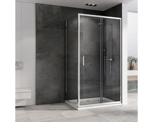 Душевой уголок Abber Schwarzer Diamant 130x100 AG301305-S1005 профиль Хром стекло прозрачное