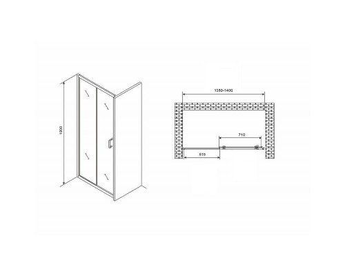 Душевая дверь Abber Schwarzer Diamant 140 AG30140B5 профиль Черный стекло прозрачное