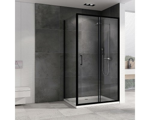 Душевой уголок Abber Schwarzer Diamant 120x80 AG30120B5-S80B5 профиль Черный стекло прозрачное