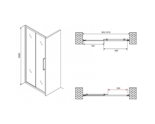 Душевая дверь Abber Schwarzer Diamant 100 AG30100BMH профиль Черный стекло матовое
