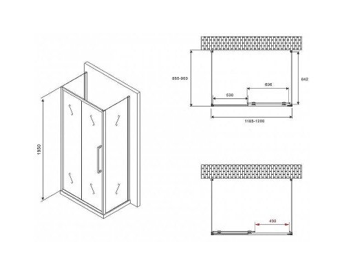 Душевой уголок Abber Schwarzer Diamant 120x90 AG30120BMH-S90BM-S90BM профиль Черный стекло матовое