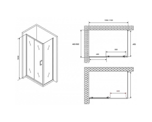 Душевой уголок Abber Schwarzer Diamant 110x50 AG301105-S505 профиль Хром стекло прозрачное