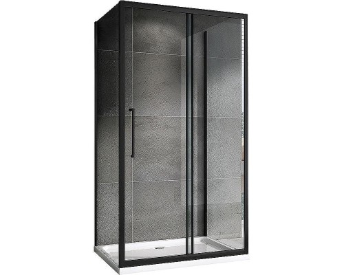 Душевой уголок Abber Schwarzer Diamant 140x50 AG30140BH-S50B-S50B профиль Черный стекло прозрачное