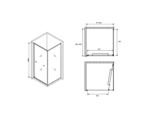 Душевой уголок Abber Schwarzer Diamant 100x100 AG0A100 профиль Хром стекло прозрачное