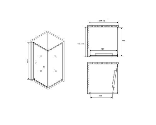 Душевой уголок Abber Schwarzer Diamant 100x100 AG0A100B профиль Черный стекло прозрачное