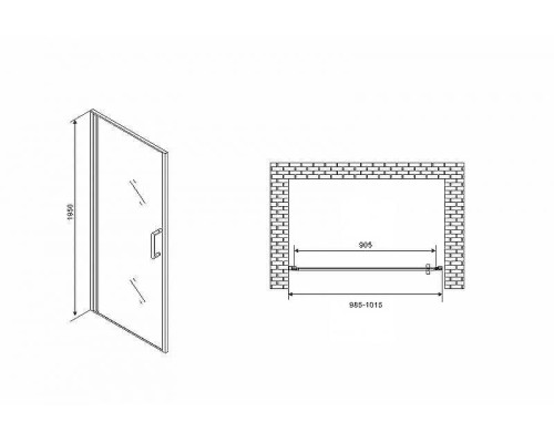 Душевая дверь Abber Sonnenstrand 100 AG04100 профиль Хром стекло прозрачное