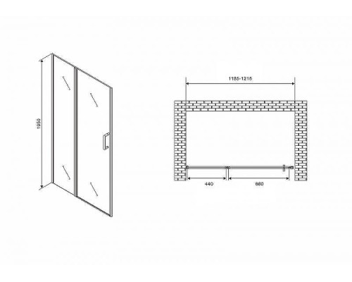 Душевая дверь Abber Sonnenstrand 120 AG04120S профиль Хром стекло прозрачное