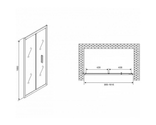Душевая дверь Abber Sonnenstrand 100 AG07100B профиль Черный стекло прозрачное