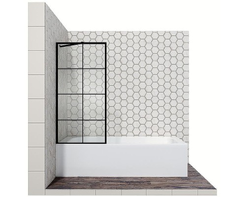 Шторка на ванну Ambassador Bath Screens 80х140 16041209 профиль Черный стекло прозрачное