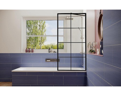 Шторка на ванну Ambassador Bath Screens 80х140 16041209 профиль Черный стекло прозрачное