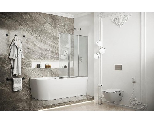 Шторка на ванну Ambassador Bath Screens 90х140 16041113 профиль Хром стекло прозрачное