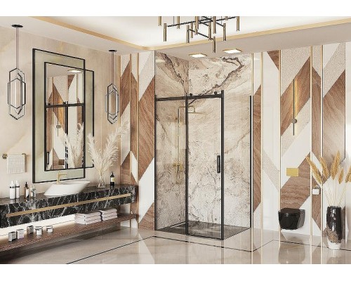 Душевой уголок Ambassador Benefit 140x90 19021203HB-90HB профиль Черный стекло прозрачное