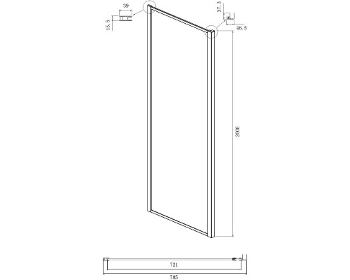 Душевая стенка Ambassador Forsa 80 80AB профиль Черный cтекло прозрачное
