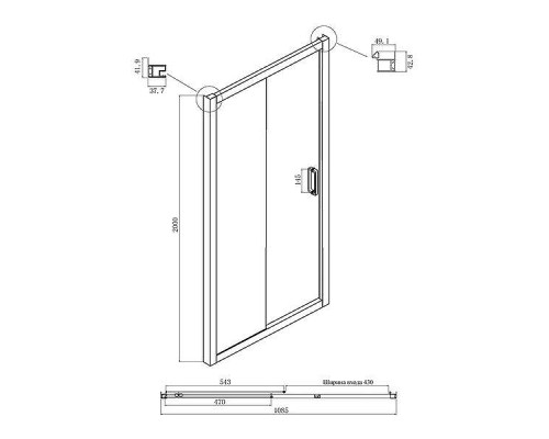 Душевая дверь Ambassador Forsa 110 17021117AX профиль Хром cтекло прозрачное