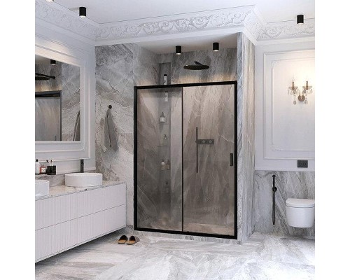 Душевая дверь Ambassador Forsa 100 17021216AB профиль Черный cтекло прозрачное