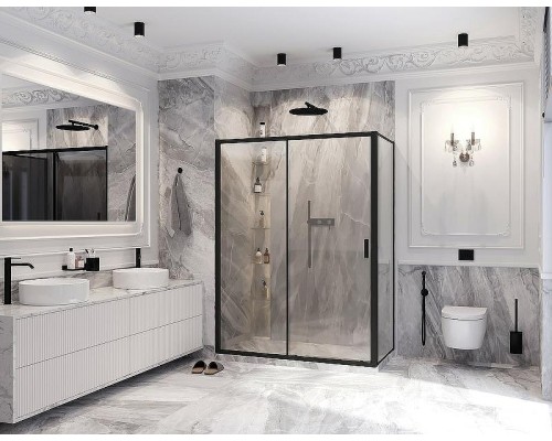 Душевой уголок Ambassador Forsa 160х110 17021222AB-110AB профиль Черный стекло прозрачное