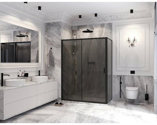 Душевой уголок Ambassador Forsa 160х110 17022222ABB-110ABB профиль Черный стекло тонированное