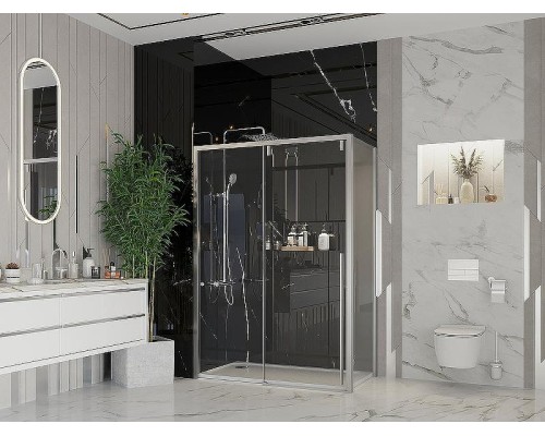 Душевой уголок Ambassador Intense 140x80 110021103IX-80IX профиль Хром стекло прозрачное