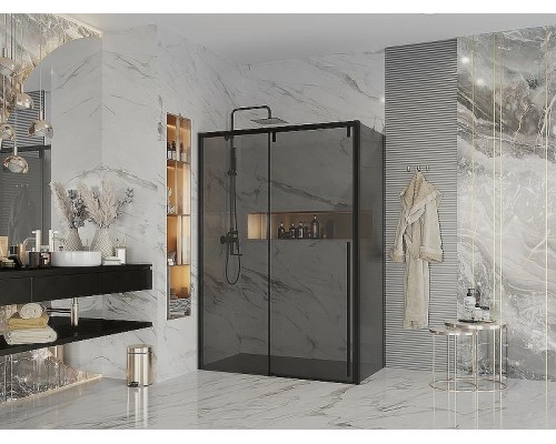 Душевой уголок Ambassador Intense 130x110 110022202IBB-110IBB профиль Черный стекло тонированное