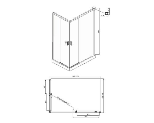 Душевой уголок Ambassador Queen 120х80 11011106R профиль Хром стекло прозрачное