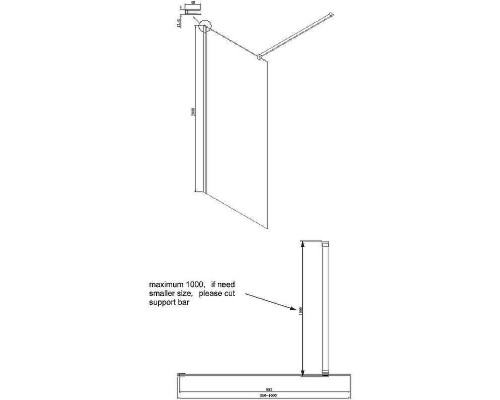 Душевая перегородка Ambassador Walk-in 100х200 15031102 профиль Хром стекло прозрачное