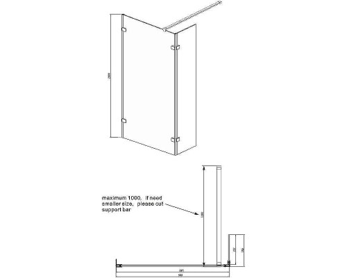 Душевая перегородка Ambassador Walk-in 90х200 15031105 профиль Хром стекло прозрачное