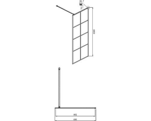 Душевая перегородка Ambassador Walk-in 90х200 15031241 профиль Черный стекло прозрачное