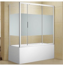 Шторка на ванну Aquanet Practic 150х80 254247 профиль Хром стекло прозрачное с шелкографией