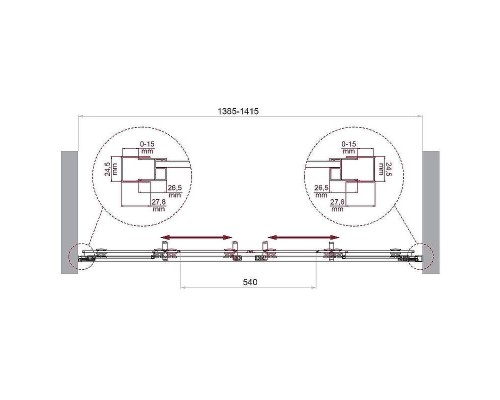Душевая дверь BelBagno Luce 140 LUCE-BF-2-140-C-Cr профиль Хром стекло прозрачное