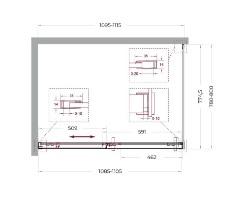Душевой уголок BelBagno Soft Close-1 110x80 SOFT_CLOSE-1-AH-1-110/80-C-GM профиль Оружейная сталь стекло прозрачное