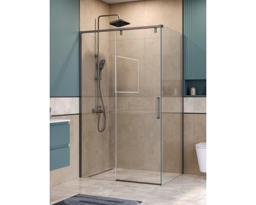 Душевой уголок BelBagno Soft Close-1 110x90 SOFT_CLOSE-1-AH-1-110/90-C-GM профиль Оружейная сталь стекло прозрачное