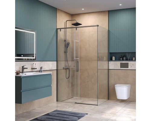Душевой уголок BelBagno Soft Close-1 110x90 SOFT_CLOSE-1-AH-1-110/90-C-GM профиль Оружейная сталь стекло прозрачное