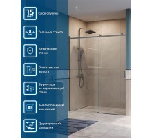 Душевая дверь BelBagno Soft Close-2 160 SOFT_CLOSE-2-BF-1-160-C-GM профиль Оружейная сталь стекло прозрачное