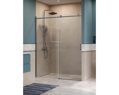 Душевая дверь BelBagno Soft Close-2 160 SOFT_CLOSE-2-BF-1-160-C-GM профиль Оружейная сталь стекло прозрачное