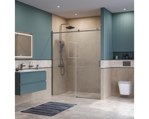 Душевая дверь BelBagno Soft Close-2 160 SOFT_CLOSE-2-BF-1-160-C-GM профиль Оружейная сталь стекло прозрачное