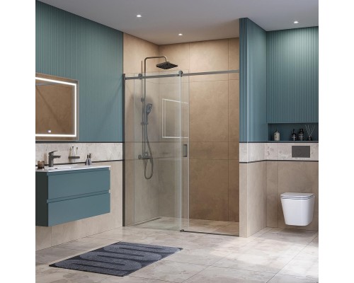 Душевая дверь BelBagno Soft Close-2 160 SOFT_CLOSE-2-BF-1-160-C-GM профиль Оружейная сталь стекло прозрачное