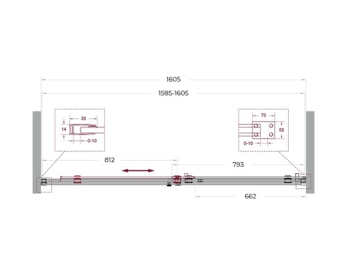 Душевая дверь BelBagno Soft Close-2 160 SOFT_CLOSE-2-BF-1-160-C-GM профиль Оружейная сталь стекло прозрачное