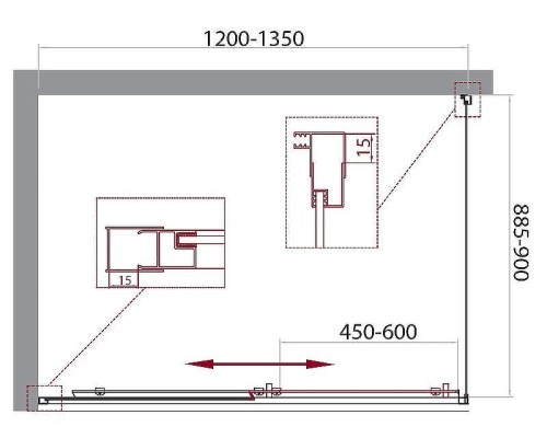 Душевой уголок BelBagno Unique 135х90 UNIQUE-AH-1-120/135-90-C-Cr профиль Хром стекло прозрачное